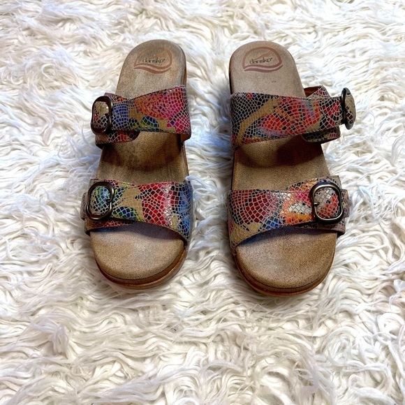 Dansko Sophie Women’s Multi Colored Metallic Platform Sandals. Size 10 - Picture 2 of 6